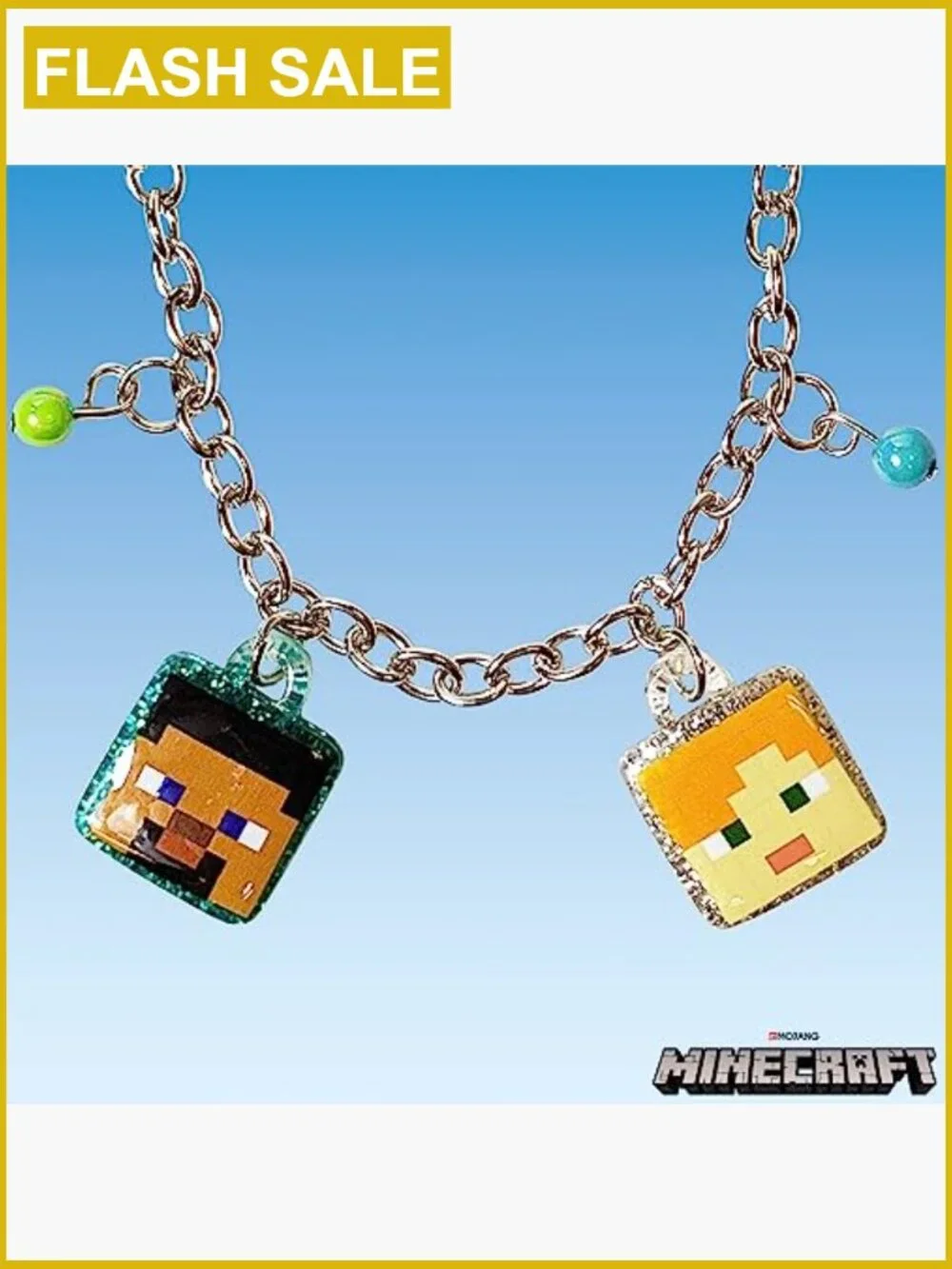 Minecraft Charm Bracelet with Metal Charms for Kids